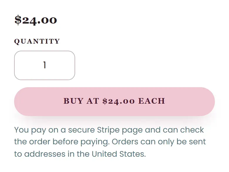 The buy button on a Halden Bakehouse product page, with a note that the buyer pays on a secure Stripe page.